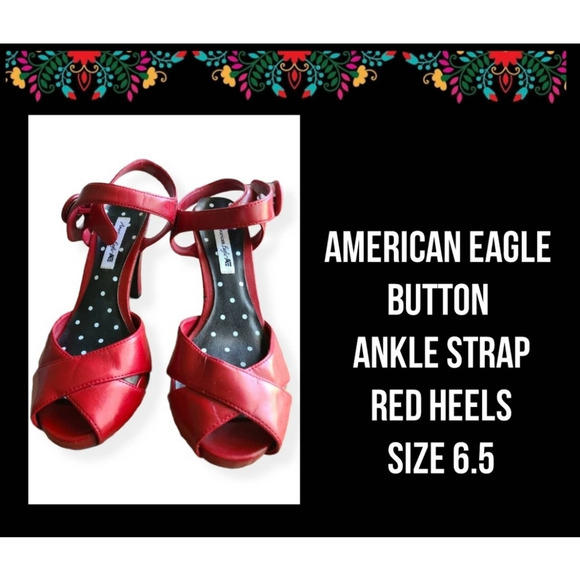 American Eagle By Payless Shoes - AMERICAN EAGLE | BUTTON ANKLE STRAP HEELS